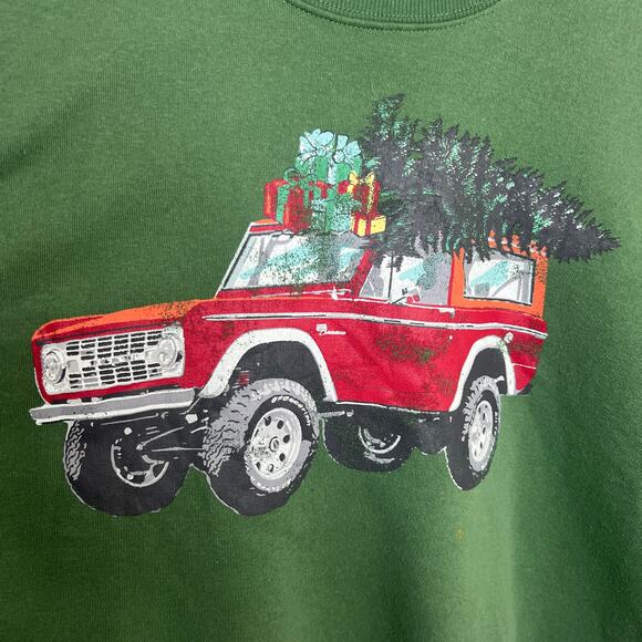 Ford Bronco Christmas Truck Green Sweatshirt XL - Picture 2 of 9